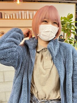 空 ホワイトピンク_ショートボブマッシュ