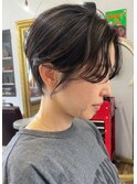 NUDEハンサムショート大人ショートボブ黒髪フェザーショート