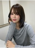 ボブ ミディアム 顔まわり カラー 髪質改善