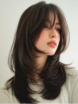 アース 天満橋店(HAIR & MAKE EARTH) 冬の小顔見せ◎ミディアムレイヤーカット×ハッシュカット韓国