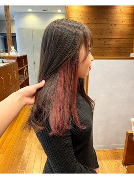 ジールサロン つくば本店 【ブリーチ1回】ピンクインナーカラー