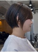 武蔵小杉大人ショートボブ透明感白髪ぼかしカラー小顔丸みボブ
