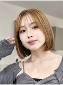 前下がりシースルーバング×小顔見えタッセルボブ