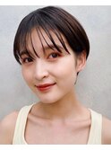 韓国風耳かけマッシュショート/ピンクブラウン/20代30代40代