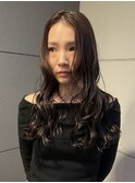 ロングレイヤーダークブラウン暗髪夏カラーミルクブラウン