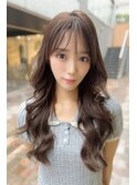 韓国風くびれレイヤーカットハッシュカットミルクティーベージュ