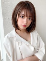 アフロート エル 錦糸町(AFLOAT L)&nbsp;シースルーぱっつん前髪ミニウルフボブチェリーブラウン