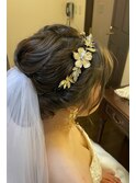 洋装 ベール コンパクト シニヨン ヘアアレンジ