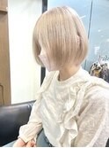 ミルクティーブロンド×ショートボブ/ケアブリーチ/心斎橋