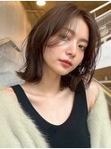 ナチュラルボブレイヤートレンドカラー韓国風シースルーバング