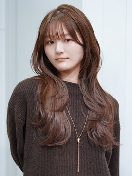 アルバム 池袋(ALBUM) ロング顔周りレイヤー前髪カットオリーブベージュ_F1737