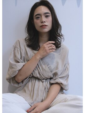 アンス 大阪梅田(ANs.) 大人可愛いウルフベージュ_ネイビーシースルーバング 【AN.s】