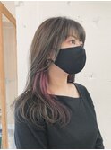 くすみピンクのイヤリングカラー&グレーヴェールカラー