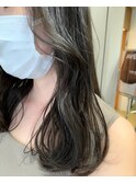 【くびれヘア】 ワンホンヘア ミントグレージュ×上品ロング