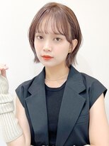 〇くびれヘアアプリコットオレンジ夏ヘアハイライトカラー