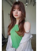 ヌーディベージュ×韓国風くびれヘア