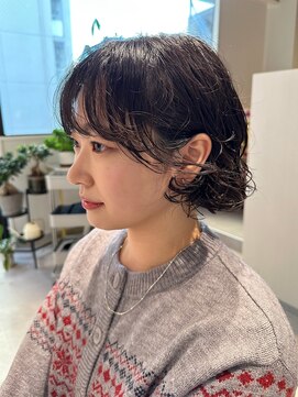 ボブパーマ/パーマボブ/ミニボブ/黒髪パーマ/ゆるふわパーマ