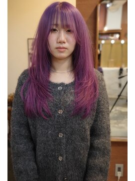 チャプター 問屋町(chapter) 髪質改善顔まわりレイヤーカットワインレッドダブルカラー韓国