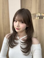 ウェイズトウキョウ 新宿店(Ways TOKYO)&nbsp;前髪ありミディアムレイヤーカット顔まわり透明感カラーベージュ