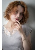 外国人風艶感ハイトーンカラーかきあげボブパーマv越谷20代30代