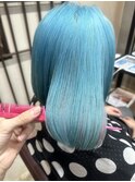 ボブ/水色/インナーピンク