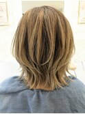 白髪ぼかしハイライト　明るい白髪染め　40代　50代