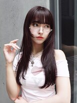 アルバム 池袋(ALBUM)&nbsp;ロンググレージュ暗めカラー韓国ヘア顔周りレイヤー_F31099