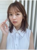 大人かわいい顔まわりレイヤー/シースルー前髪/ピンクベージュ