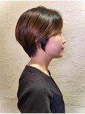 30代40代　丸みショート　大人ショート　艶感　ブラウン