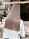 ミルクティーラベンダーハイトーンカラーロングブリーチ艶髪美髪