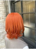 アクセントオレンジ/オレンジヘアー/ブリーチあり/10代20代
