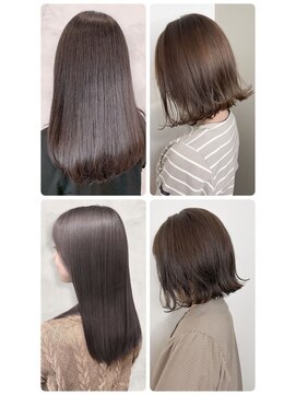 美容室フルール 20代30代40代ストレートアッシュベージュ髪質改善艶感