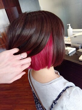 アレックス 西神中央店(alex) ボブ×インナーフラミンゴピンク×艶髪