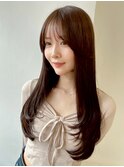 髪質改善レイヤーカットバイカルテヘーゼルベージュ韓国風前髪1