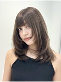 e39ミディアムレイヤーカットブリーチなしココアグレージュ