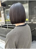 切りっぱなしボブ 縮毛矯正 地毛風ストレート タッセルボブ 銀座
