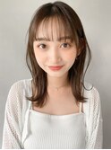 小顔黒髪オリーブグレークラゲヘアーココアベージュ外ハネボブa
