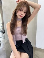 アンジェリカラボ 梅田店(ANGELICA LABO)&nbsp;韓国風くびれレイヤーカット×グレージュ×透明感ブラウン川又