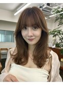 ワンホンレイヤー　顔周りレイヤー　ブリーチなしベージュ