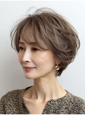 白髪ぼかし脱白髪染め似合わせショートボブ40代50代60代