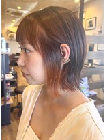 シークスヘアブラウン(SYKTH hair Brown) 【イヤリングカラー】切りっぱなしオレンジボブ