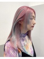ケアブリーチを使用したデザインカラー　スタイリストchiaki