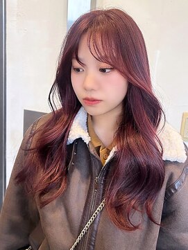 リコバイアフロート(riko by afloat) ロングレイヤー/顔まわりカット/ピンクカラー