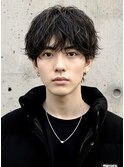 ラウンドマッシュメンズシャドウパーマルーズショート奈良香芝
