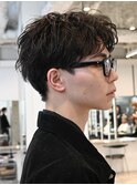 大通りスパイキーショート短髪ルーズパーマアクティブショート