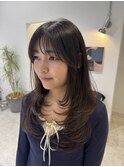 着物ヘア/ダークアッシュ/ミディアムレイヤーカット/名古屋名駅