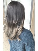 根本ブリーチなし毛先ブリーチアッシュグラデーションカラー