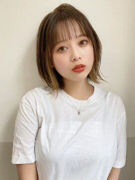 ベイルーム(BAYROOM by HONEY omotesando) 大人可愛い20代30代40代小顔外はねボブ×ラテベージュ