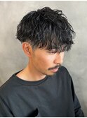 波巻きツイストスパイラルパーマメンズカットツーブロック