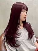 ワインレッド×レイヤーの超可愛いハイトーンスタイル